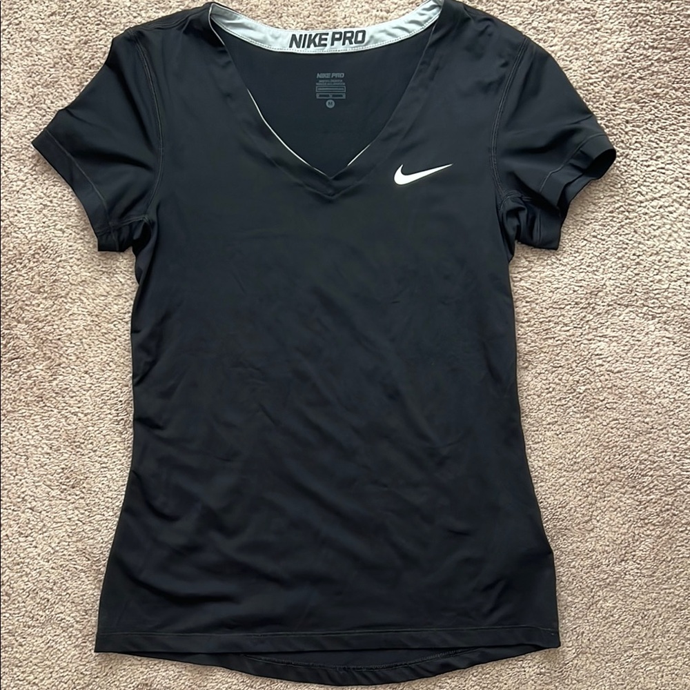Black Nike Pro v neck shirt